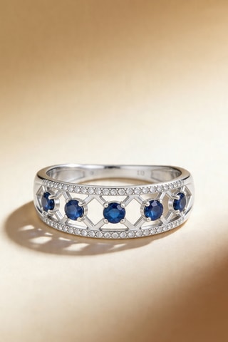 Bague Lady Blue - Or blanc, diamants et saphirs