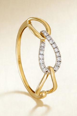 Bague Triple boucles - Or jaune et diamants