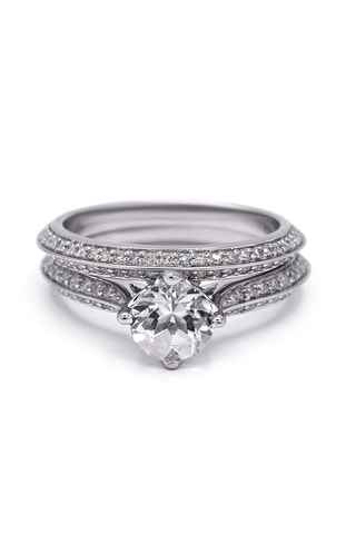 Bague Assilah - Or blanc, diamants et cristal de roche