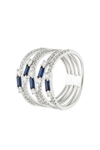 Bague Doux Entrelacs - Or blanc, diamants et saphirs