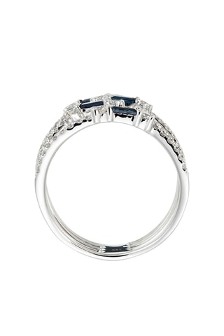 Bague Doux Entrelacs - Or blanc, diamants et saphirs