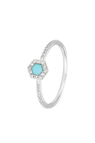 Bague Drymo - Or blanc, diamants et turquoise