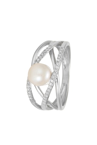 Anel Perla - Ouro branco e diamantes
