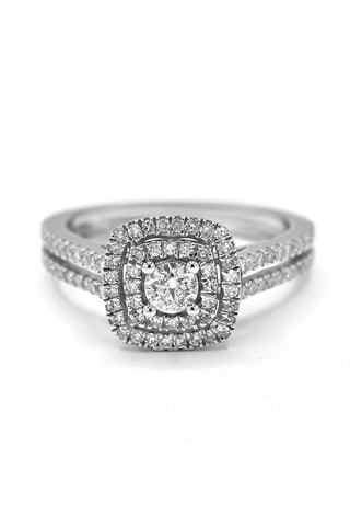 Anel Carré scintillant - Ouro branco e diamantes