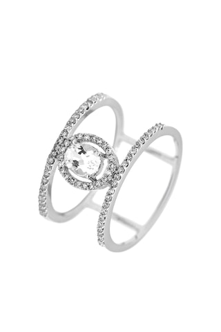 Bague Royaume - Or blanc, diamants et topaze