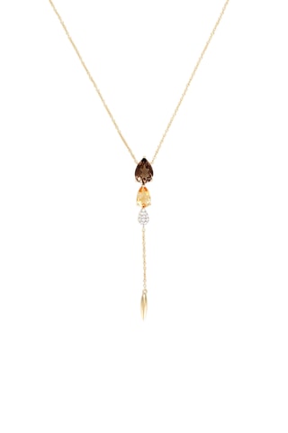 Collier Cizia - Or jaune, diamants, citrine et quartz