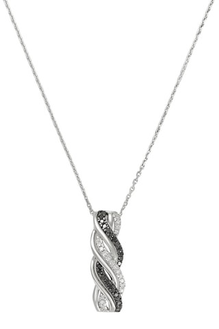 Pendentif Loe - Or blanc, diamants et diamants noirs