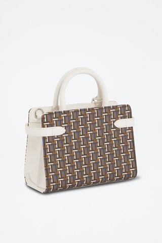 Bolso pequeño de piel Emilie - Marrón y blanco roto