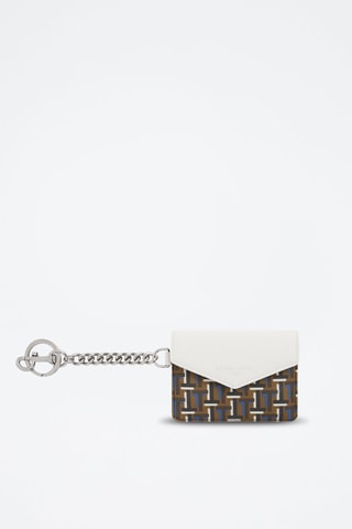 Porte-carte en cuir pleine fleur Emilie - Marron et blanc