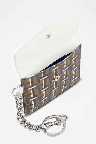 Porte-carte en cuir pleine fleur Emilie - Marron et blanc