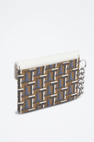 Porte-carte en cuir pleine fleur Emilie - Marron et blanc