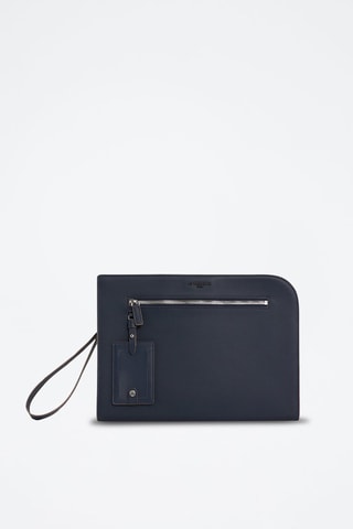 Funda de ordenador de piel Emile - Azul oscuro