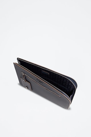 Funda de ordenador de piel Emile - Azul oscuro
