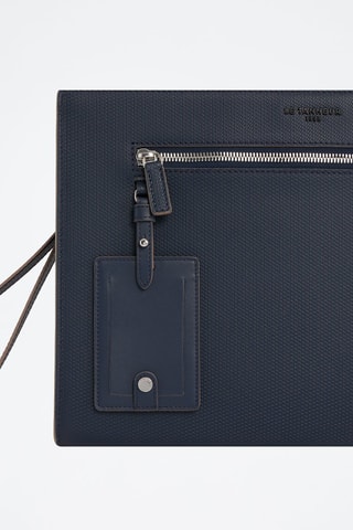 Funda de ordenador de piel Emile - Azul oscuro