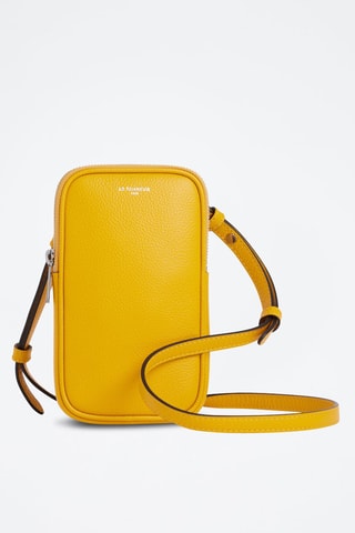 Pochette pour téléphone  en cuir pleine fleur Emile - Jaune