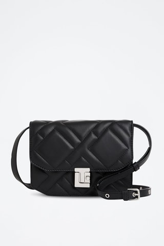 Bandolera de piel plena flor Rose - Negro y plateado