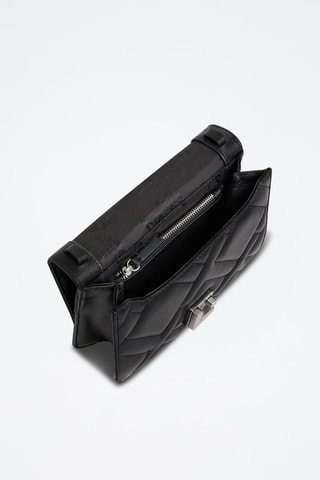 Bandolera de piel plena flor Rose - Negro y plateado