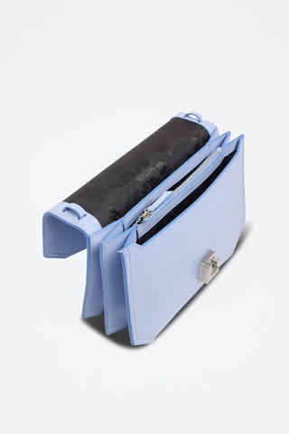 Bandolera de piel plena flor Rose - Azul