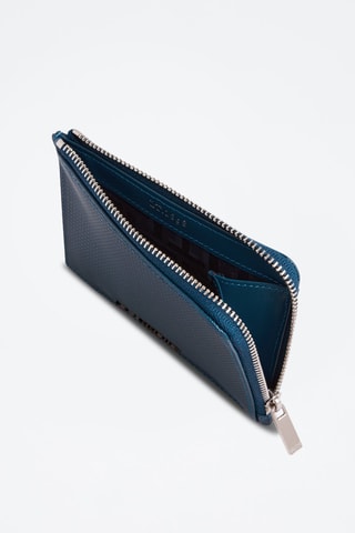 Cartera y tarjetero de piel Emile - Azul y negro