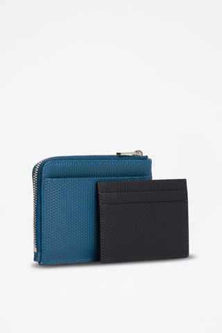 Cartera y tarjetero de piel Emile - Azul y negro