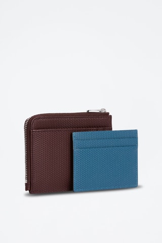 Cartera y tarjetero de piel Emile - Rojo y azul