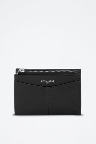 Portefeuille en cuir pleine fleur  Charlotte - Noir