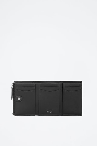 Portefeuille en cuir pleine fleur  Charlotte - Noir