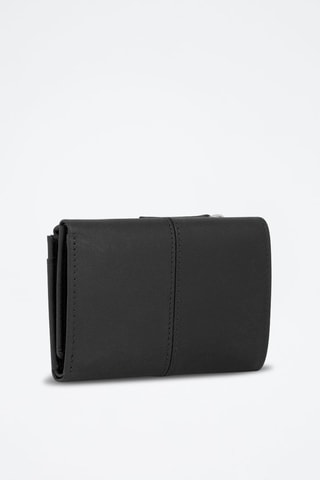Portefeuille en cuir pleine fleur  Charlotte - Noir