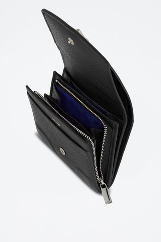 Portefeuille en cuir pleine fleur Romy - Noir