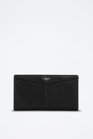 Porte-chéquier en cuir pleine fleur  Charlotte - Noir