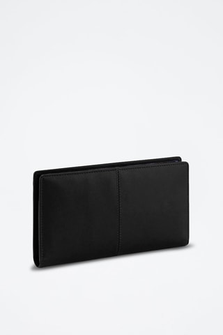 Porte-chéquier en cuir pleine fleur  Charlotte - Noir