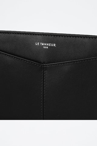 Porte-chéquier en cuir pleine fleur  Charlotte - Noir