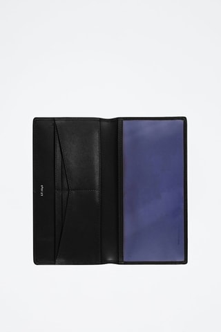 Porte-chéquier en cuir pleine fleur  Charlotte - Noir