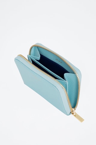 Porte-monnaie en cuir pleine fleur Emilie Aigue marine