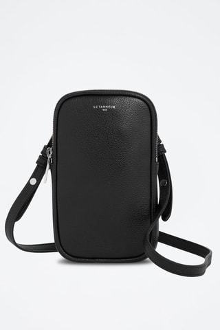 Etui pour téléphone en cuir pleine fleur  Emile - Noir