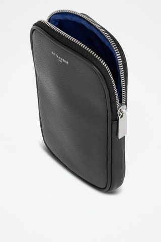 Etui pour téléphone en cuir pleine fleur  Emile - Noir