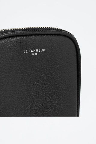 Etui pour téléphone en cuir pleine fleur  Emile - Noir