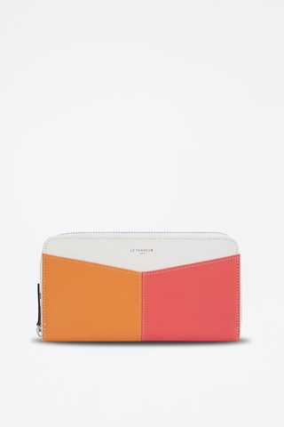 Cartera de piel Charlotte Blanco, naranja y rosa
