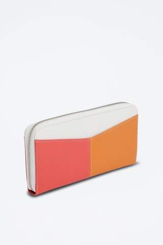 Cartera de piel Charlotte Blanco, naranja y rosa