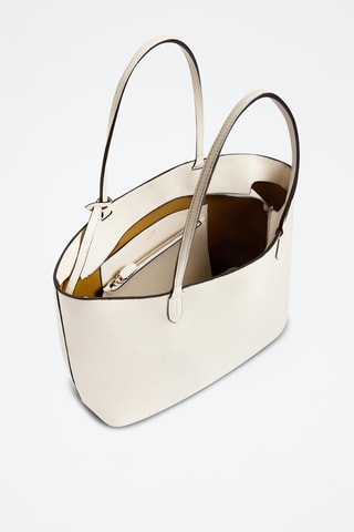 Bolso shopper de piel - Blanco roto