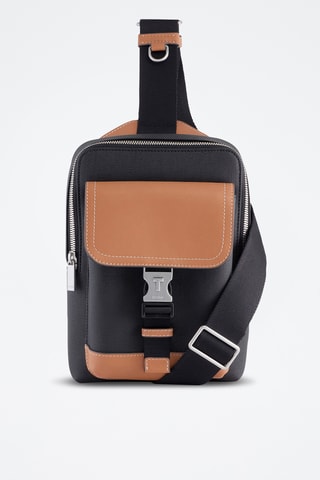 Mochila bandolera de piel - Negro