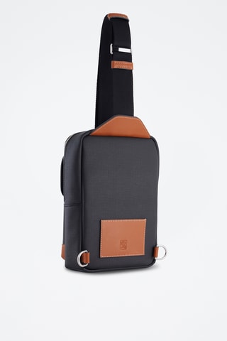 Mochila bandolera de piel - Negro