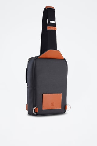 Mochila bandolera de piel - Negro