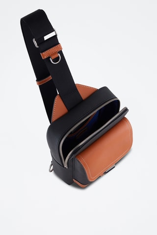 Mochila bandolera de piel - Negro
