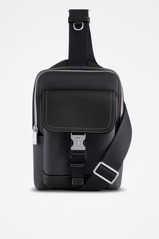 Mochila bandolera de piel - Negro