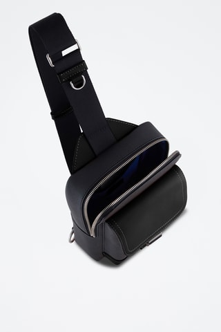 Mochila bandolera de piel - Negro