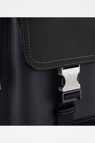Mochila bandolera de piel - Negro