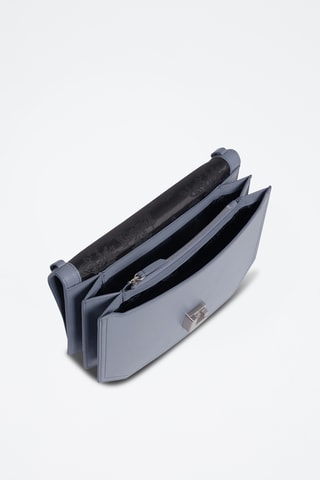 Bandolera de piel - Azul grisáceo