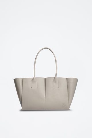 Bolso shopper de piel - Gris claro
