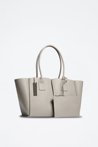 Bolso shopper de piel - Gris claro